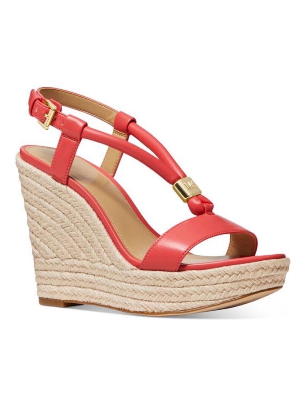 Michael Kors Annie Espadrille Wedge Sandals Coral